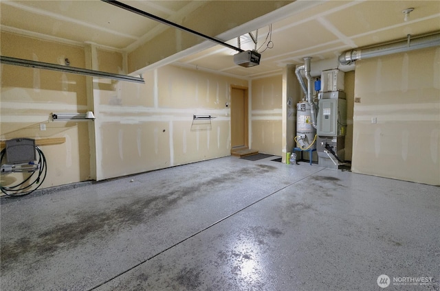 4101 Alabaster St SE, Lacey, WA 98503 - garage featuring a garage door opener, gas water heater, and heating unit