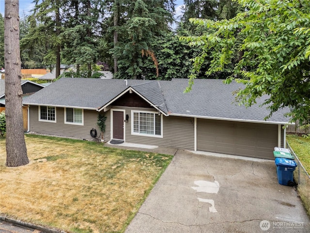 19031 SE 266th St, Covington, WA 98042 - single story home featuring a garage, a shingled roof, concrete driveway, and a front yard