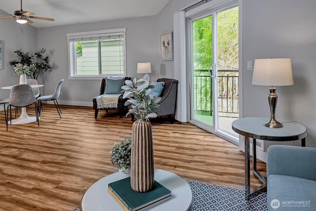 15819 NE Leary Way Unit D302, Redmond, WA 98052 - sitting room featuring wood finished floors and ceiling fan