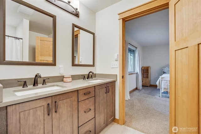 11211 Juniper Pl, Anderson Island, WA 98303 - bathroom with double vanity and baseboards
