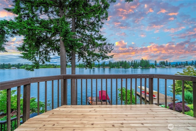 2505 211th Ave E, Lake Tapps, WA 98391 - deck at dusk with a water view and a boat dock