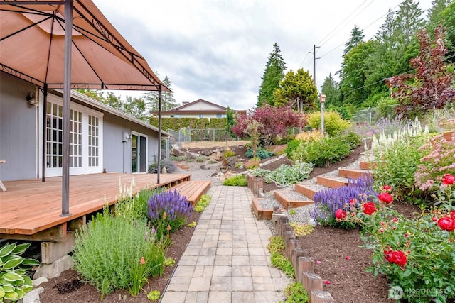 13457 SE Fairwood Blvd, Renton, WA 98058 - view of yard featuring a deck, a gazebo, and french doors