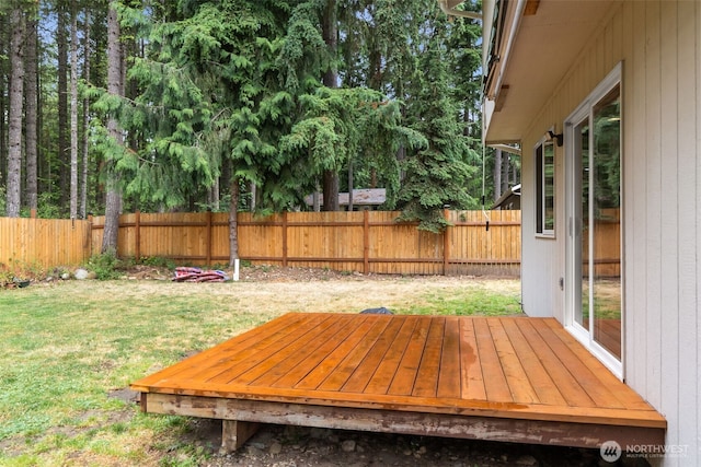 22415 Bluewater Dr SE, Yelm, WA 98597 - wooden terrace with a fenced backyard