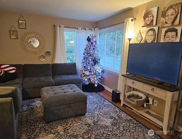 302 S Albert St, Port Angeles, WA 98362 - living area featuring wood finished floors and baseboards