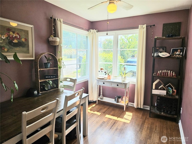 302 S Albert St, Port Angeles, WA 98362 - dining area featuring wood finished floors and ceiling fan