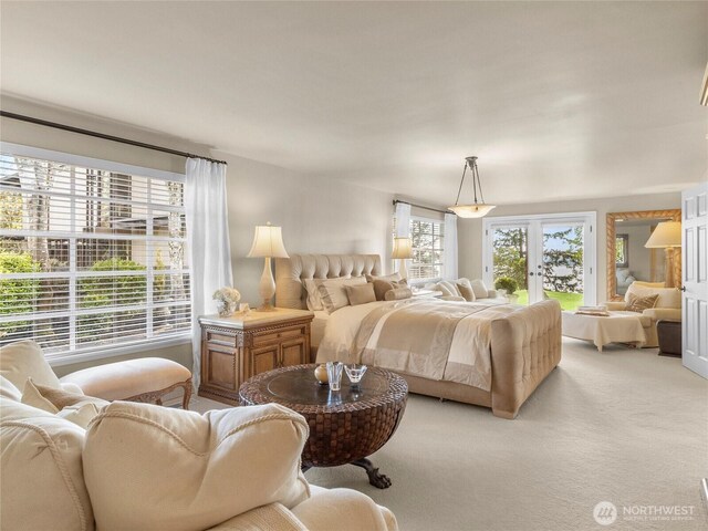 19263 Edgecliff Dr SW, Normandy Park, WA 98166 - bedroom featuring french doors, access to outside, and light colored carpet