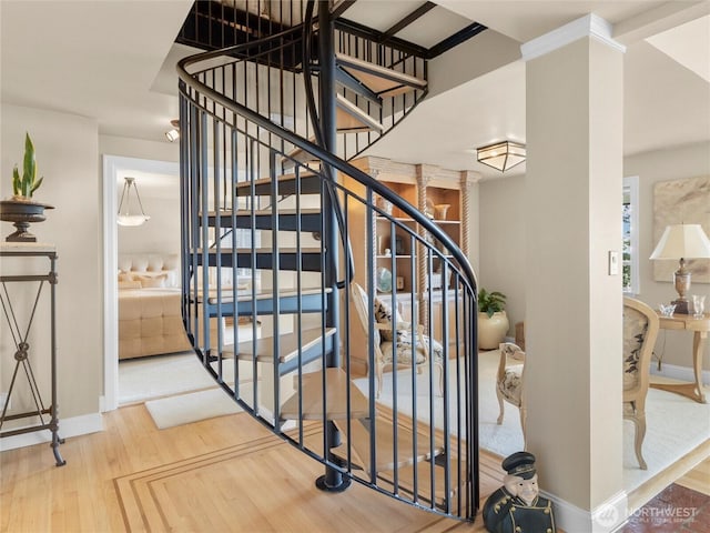 19263 Edgecliff Dr SW, Normandy Park, WA 98166 - staircase featuring wood finished floors and baseboards