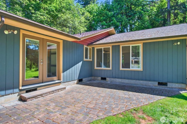 132 Tanglewood Dr, Longview, WA 98632 - entrance to property with french doors, crawl space, and a patio area