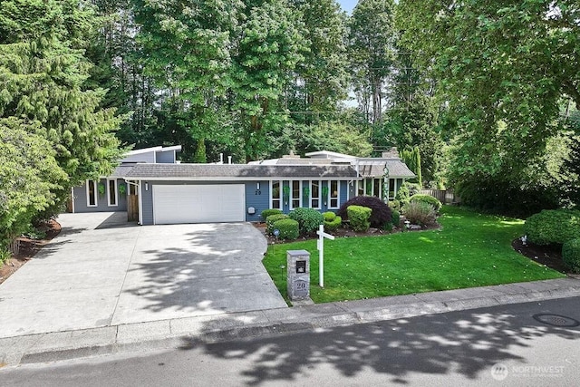 20 Cascade Ky, Bellevue, WA 98006 - view of front of home with concrete driveway, a front yard, and a garage