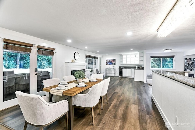 20 Cascade Ky, Bellevue, WA 98006 - dining space featuring recessed lighting, a textured ceiling, dark wood-style flooring, and wine cooler