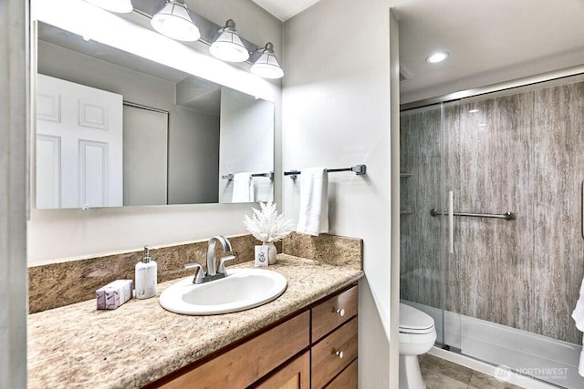 20 Cascade Ky, Bellevue, WA 98006 - full bath with a stall shower, vanity, and tile patterned flooring