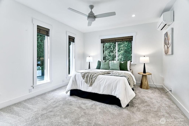 20 Cascade Ky, Bellevue, WA 98006 - carpeted bedroom with a wall mounted air conditioner and a ceiling fan