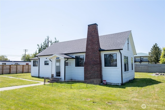 5502 Chuckanut Dr, Bow, WA 98232 - rear view of property with entry steps, a chimney, and roof with shingles