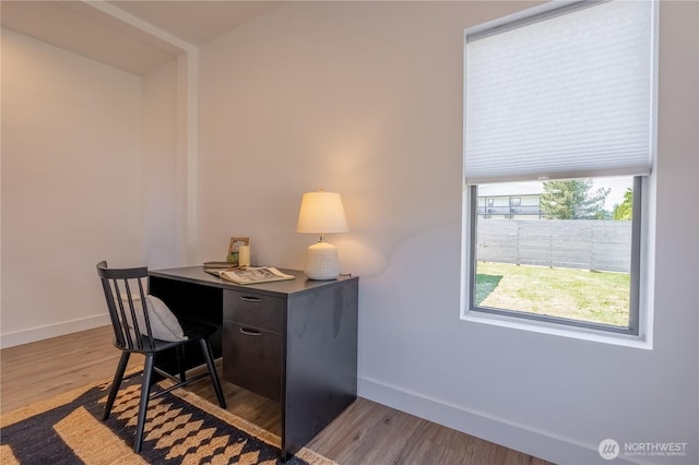 5502 Chuckanut Dr, Bow, WA 98232 - office area with baseboards and wood finished floors