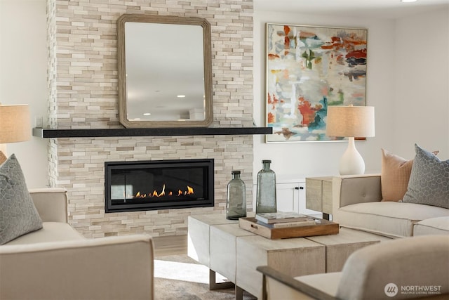 11216 NE 67th St Unit 4, Kirkland, WA 98033 - living area featuring a large fireplace
