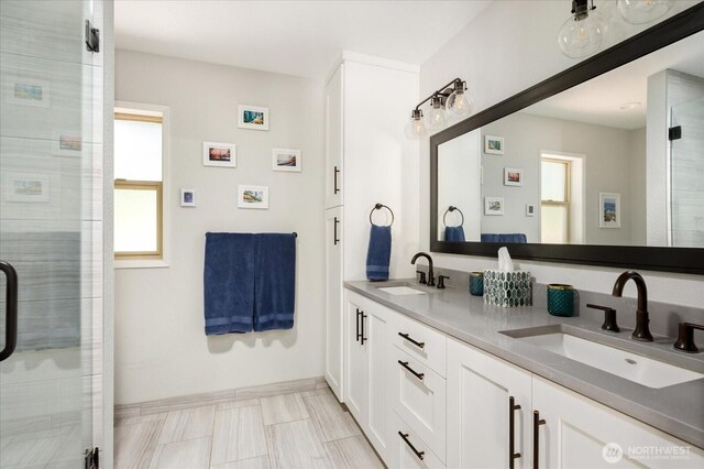 1043 NE Pennington Loop, Coupeville, WA 98239 - full bathroom with double vanity and a stall shower