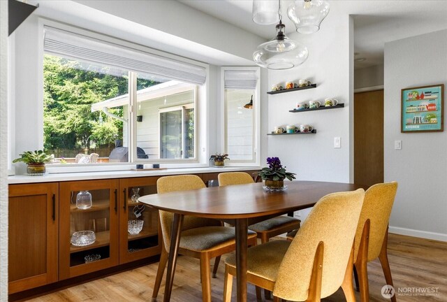 1043 NE Pennington Loop, Coupeville, WA 98239 - dining space with light wood-style flooring and baseboards