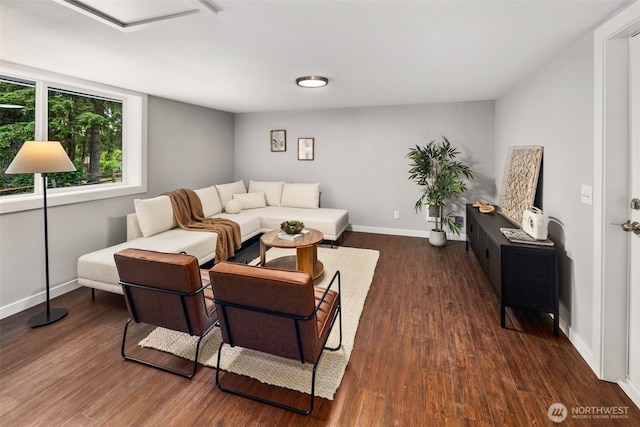 10403 Wauna St SW, Lakewood, WA 98498 - living room with dark wood-style flooring and baseboards