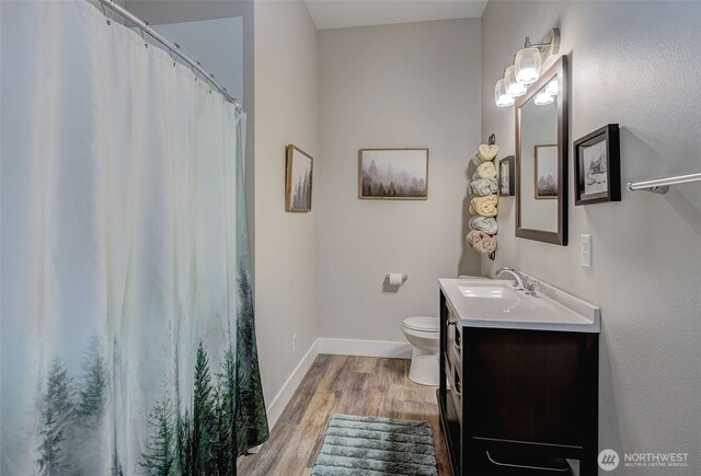 108 Hummingbird Rd, East Wenatchee, WA 98802 - full bathroom featuring vanity, wood finished floors, and curtained shower