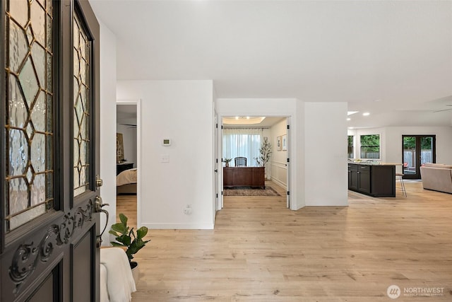 9019 166th St E, Puyallup, WA 98375 - entryway with light wood-style flooring and recessed lighting