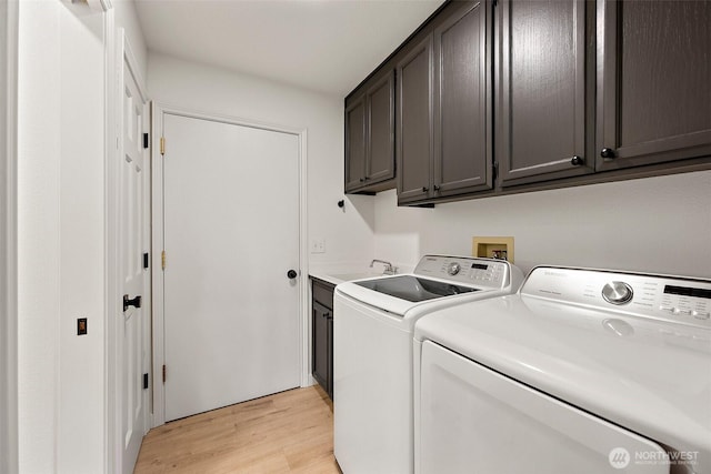 9019 166th St E, Puyallup, WA 98375 - laundry area with cabinet space, light wood-type flooring, and washer and clothes dryer