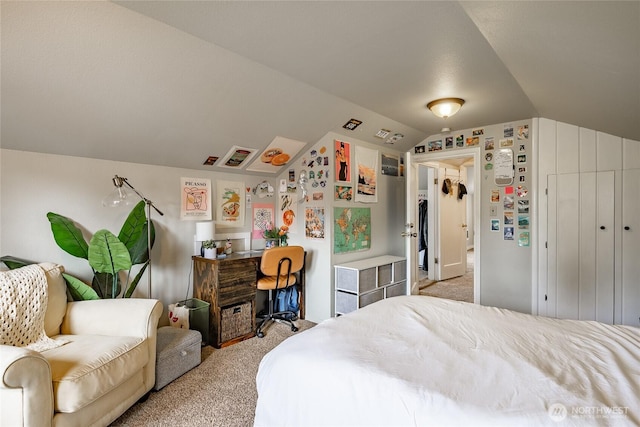 1639 King St, Bellingham, WA 98225 - bedroom with vaulted ceiling and carpet flooring