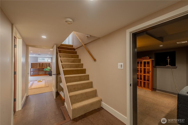 6306 17th Ave NE, Seattle, WA 98115 - stairway featuring baseboards and recessed lighting