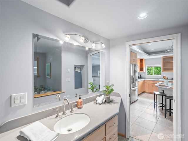 9420 S Sheridan Ave, Tacoma, WA 98444 - bathroom with vanity and tile patterned flooring