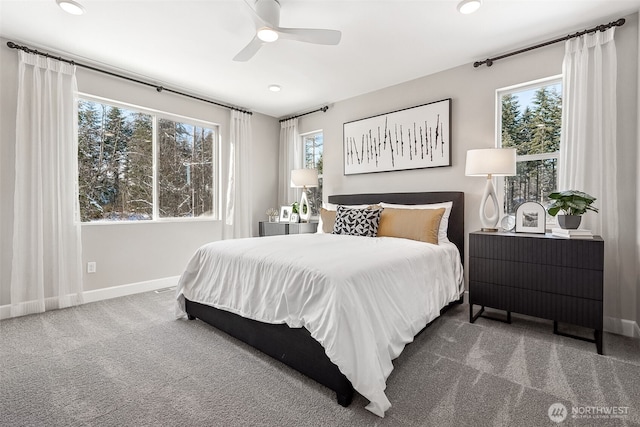20230 150th St E Unit 598, Bonney Lake, WA 98391 - carpeted bedroom featuring multiple windows, recessed lighting, and ceiling fan
