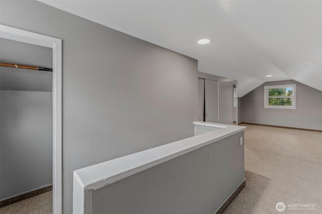 2849 Flordia St, Longview, WA 98632 - hall with lofted ceiling, carpet flooring, and recessed lighting