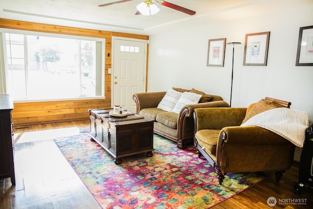13814 C St S, Tacoma, WA 98444 - living room with ceiling fan and wood finished floors