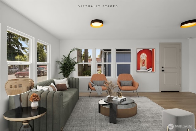 24222 54th Ave W Unit 55, Mountlake Terrace, WA 98043 - living room with wood finished floors and baseboards
