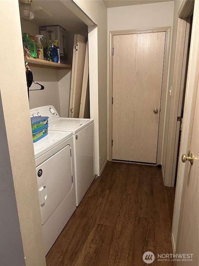 314 Birchwood Ln, Sedro Woolley, WA 98284 - laundry area with separate washer and dryer and dark wood finished floors