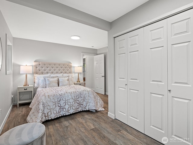 4853 42nd Ave SW, Seattle, WA 98116 - bedroom featuring dark wood-style flooring and a closet