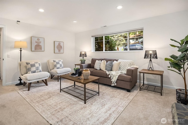10733 126th Pl NE, Kirkland, WA 98033 - living room featuring light carpet and recessed lighting