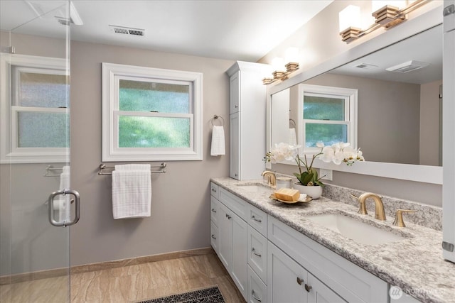 8606 184th St SW, Edmonds, WA 98026 - full bath with double vanity and a shower with shower door