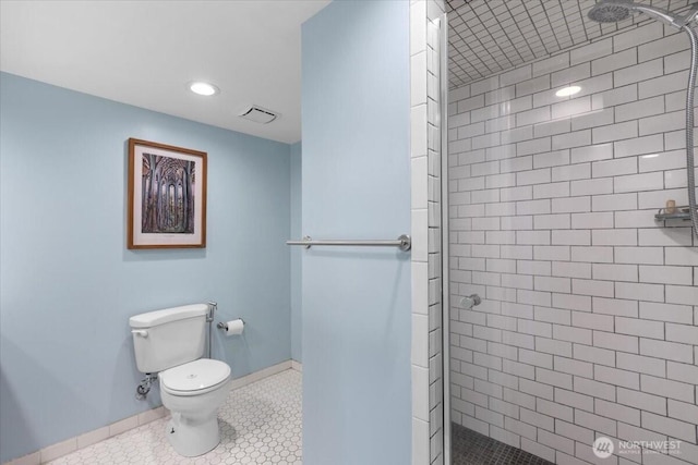 751 S 40th St, Tacoma, WA 98418 - bathroom with a shower stall, recessed lighting, and tile patterned floors