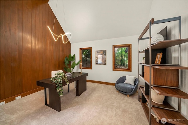 13710 41st Ave NE, Seattle, WA 98125 - office area with carpet flooring and lofted ceiling