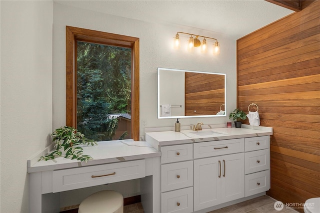 13710 41st Ave NE, Seattle, WA 98125 - bathroom featuring vanity and wooden walls