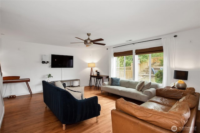 1344 Foreman Rd, Dupont, WA 98327 - living area featuring a ceiling fan and wood finished floors