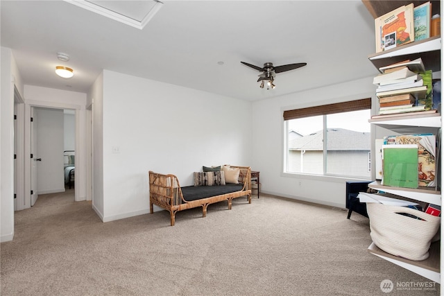 1344 Foreman Rd, Dupont, WA 98327 - sitting room with carpet flooring, a ceiling fan, and attic access