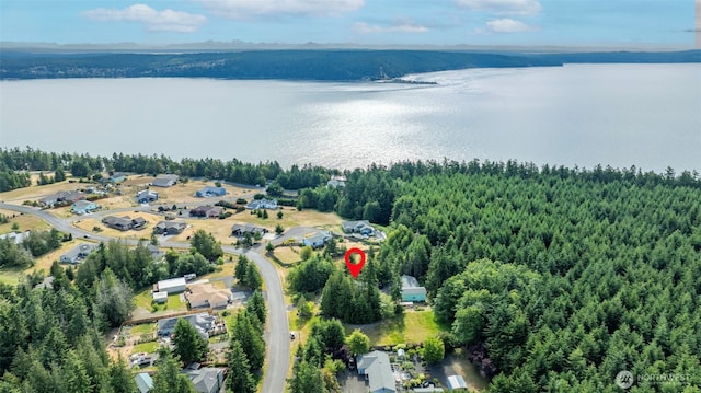 442 Rhododendron Dr, Sequim, WA 98382 - aerial view of property and surrounding area with a large body of water