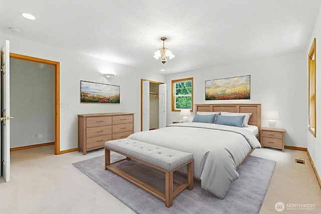 442 Rhododendron Dr, Sequim, WA 98382 - bedroom featuring a closet, light colored carpet, and recessed lighting