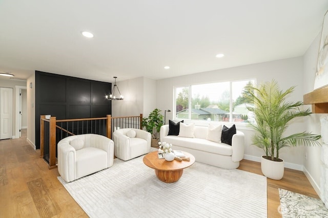 2316 67th Ave NE, Tacoma, WA 98422 - living room featuring a chandelier, light wood-style floors, and recessed lighting