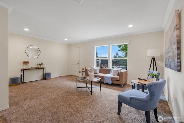 15807 78th Avenue Ct E, Puyallup, WA 98375 - living area with ornamental molding, carpet, and recessed lighting