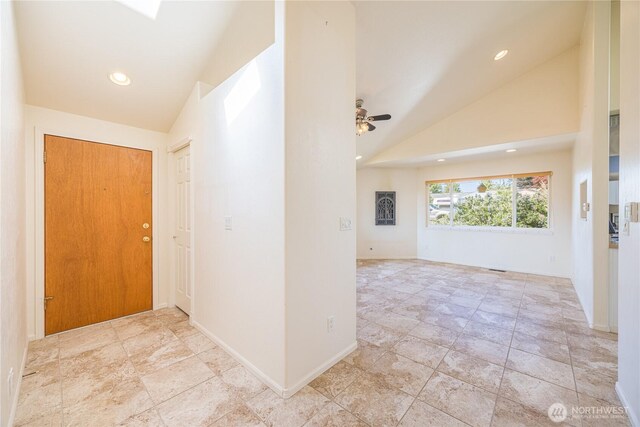 702 E Alder, Sequim, WA 98382 - entrance foyer with vaulted ceiling, ceiling fan, and recessed lighting