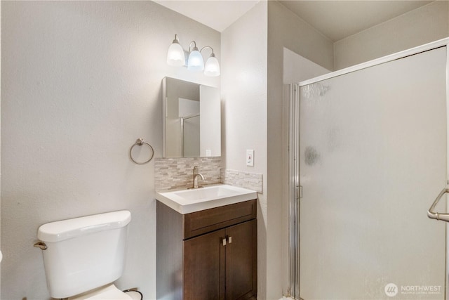 1513 154th St E, Tacoma, WA 98445 - full bathroom with vanity, a shower stall, and tasteful backsplash