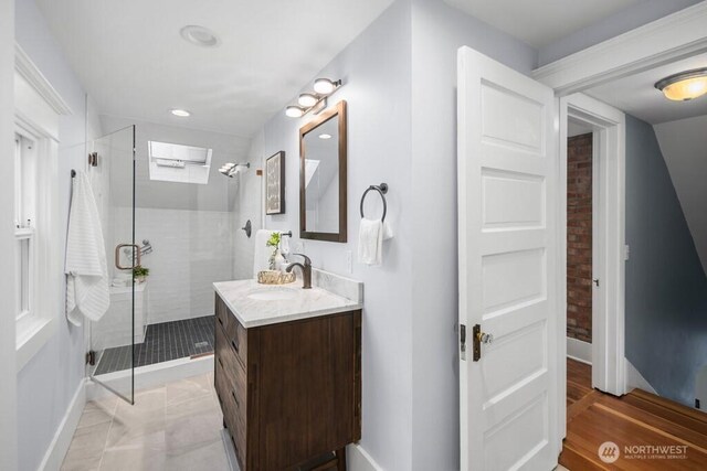 4055 SW Prince St, Seattle, WA 98116 - bathroom with a stall shower and vanity