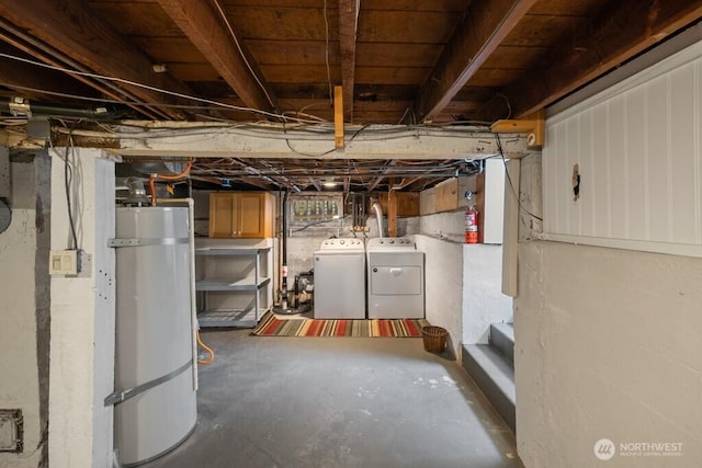 4055 SW Prince St, Seattle, WA 98116 - unfinished basement featuring secured water heater and washer and dryer
