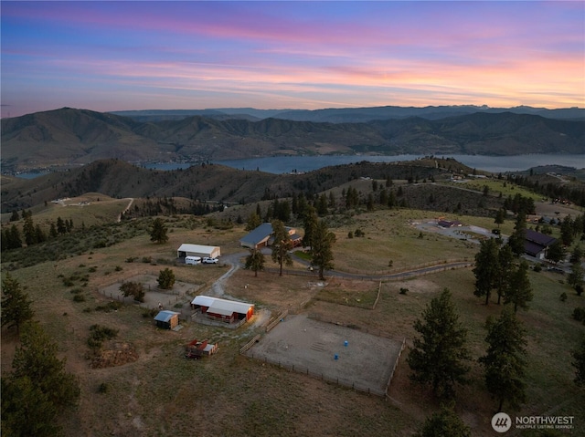 95 Horizon Ln, Chelan, WA 98816 - aerial view at dusk of a water and mountain view